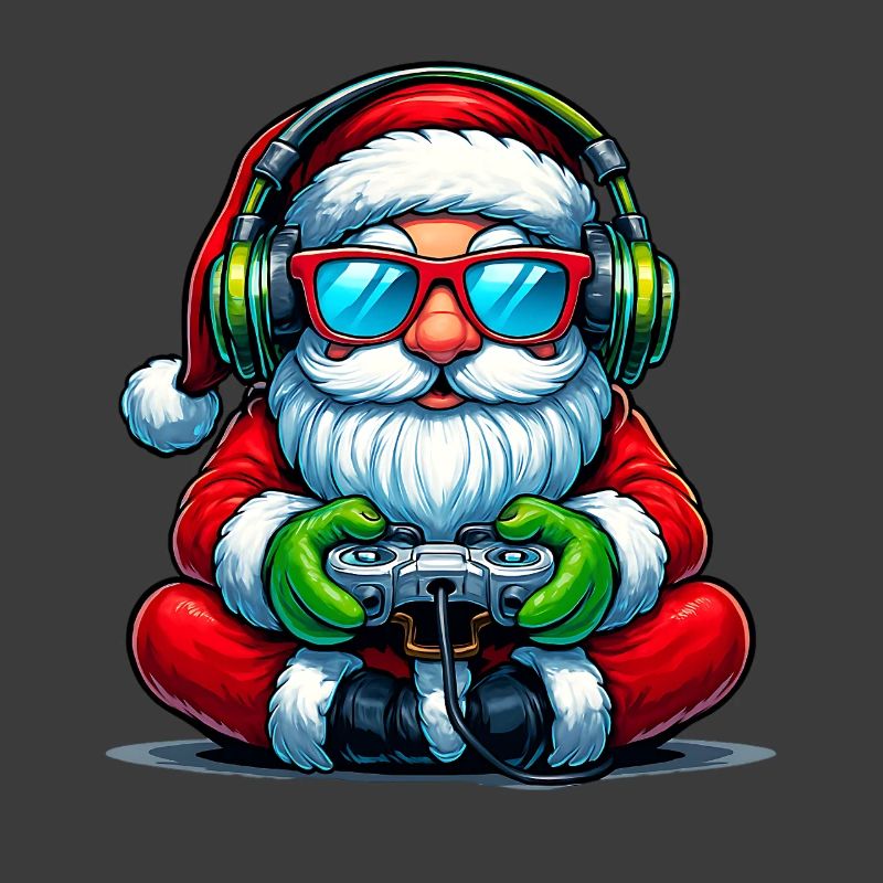 Gamer Weihnachtsmann Spielt Videospiel-Controller
