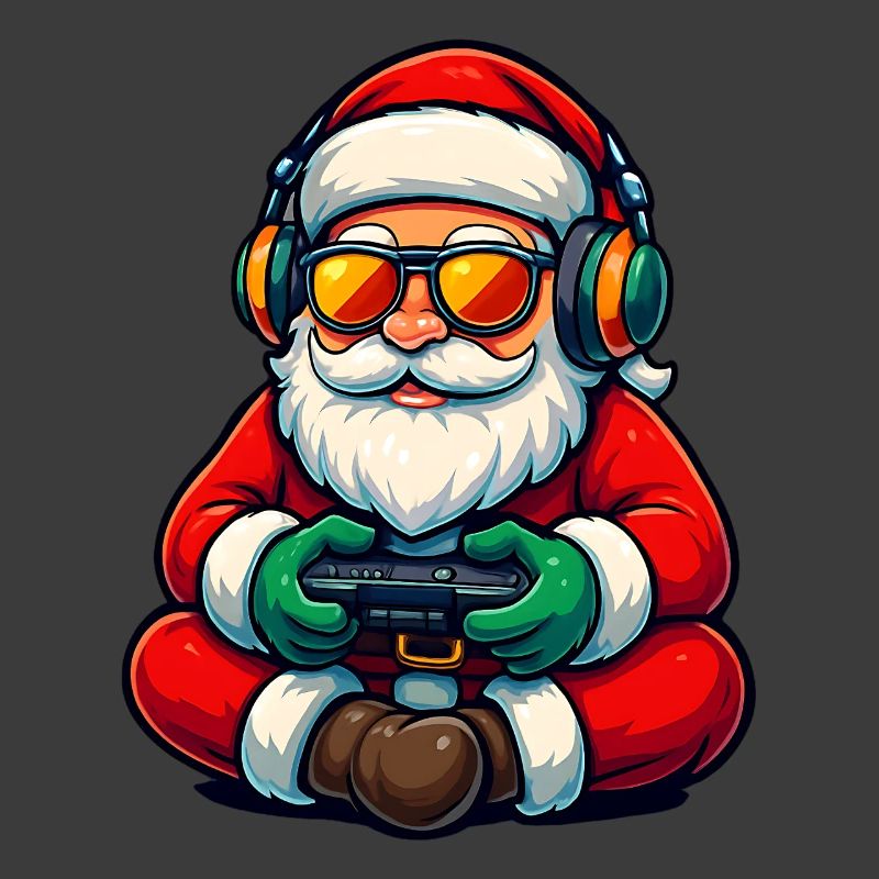 Gamer Weihnachtsmann Spielt Videospiel-Controller