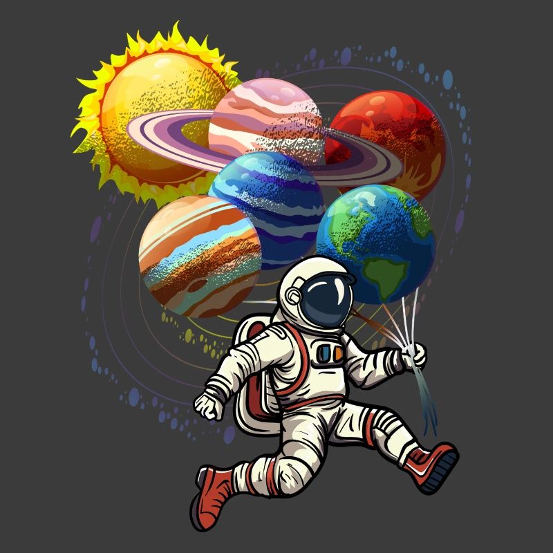 Astronaut mit Planetenballons