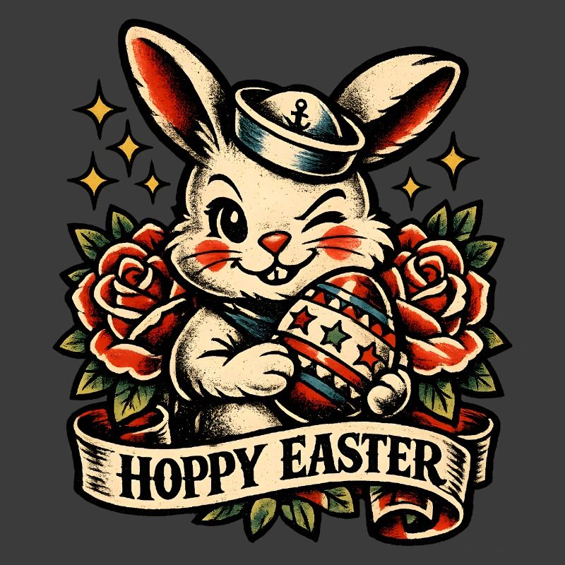 Hoppy Easter Easter Bunny with Easter Egg Vintage