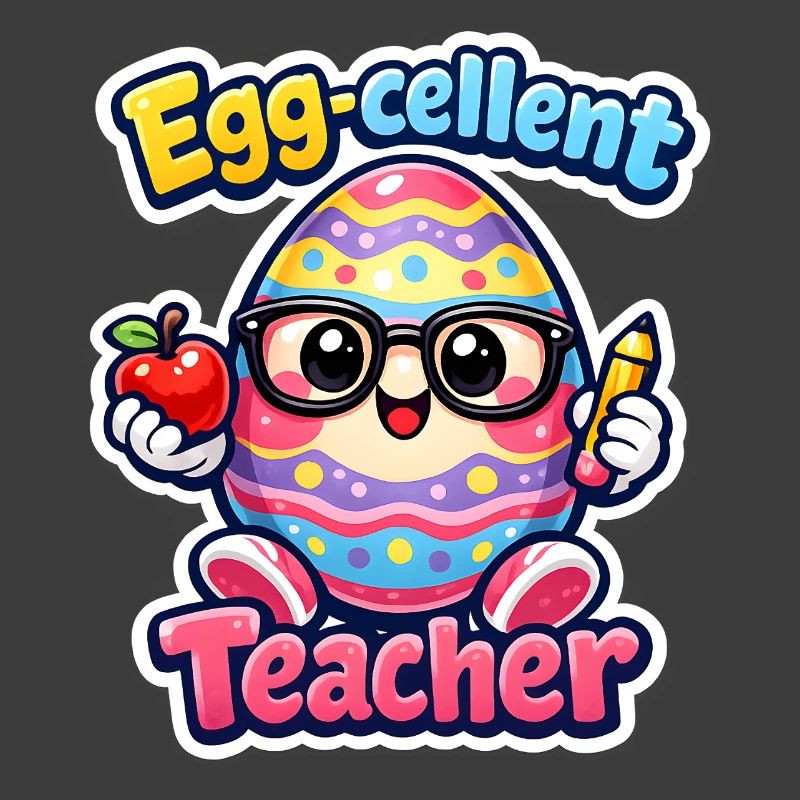 Eggcellent Teacher Cartoon Easter Egg