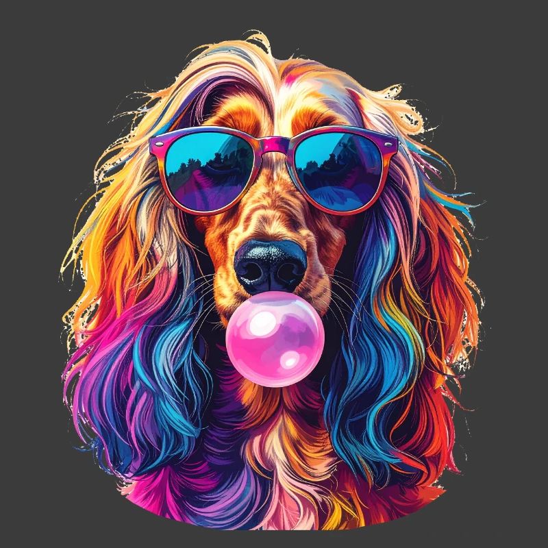 Pop Art Afghan Greyhound with Bubblegum