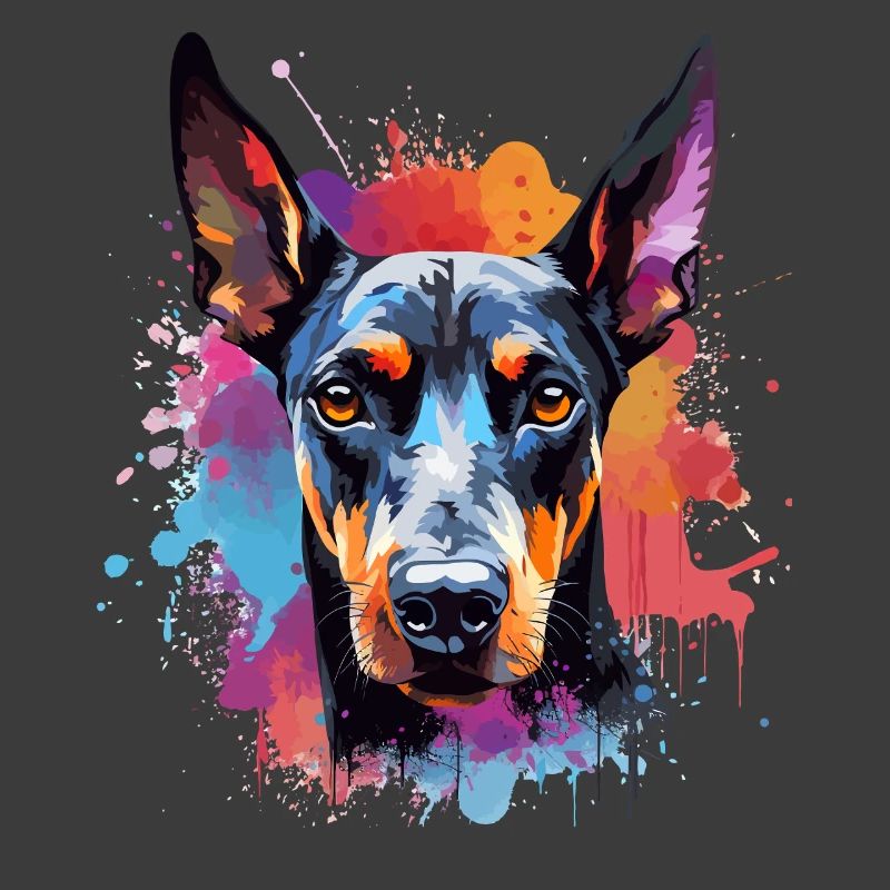 Lebendiges Dobermann-Splash-Porträt