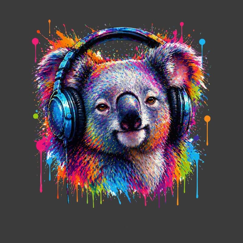Kaleidoskop-Koala mit Kopfhörern