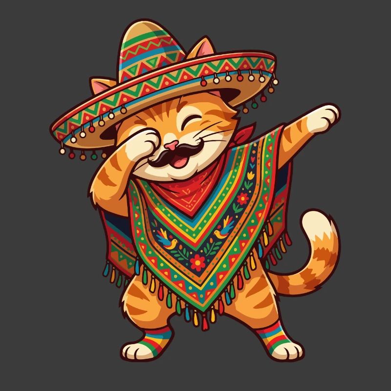Poncho Cinco de Mayo funny Mexican Cat Dab