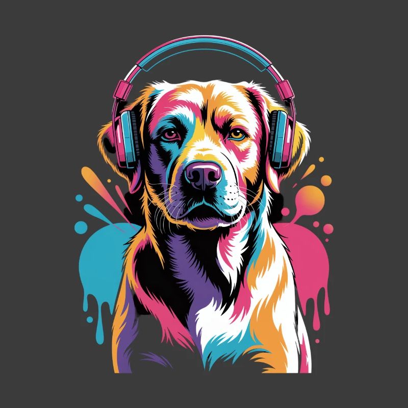 Labrador mit Kopfhörer