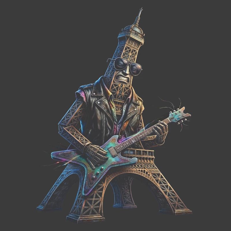 Eiffelturm spielt E-Gitarre