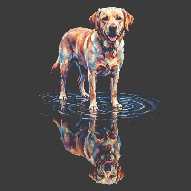Labrador Retriever avec réflexion dans l’eau