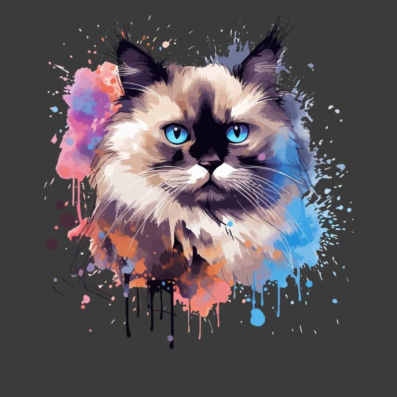 Splash Art Birman-Katzengesicht bunt