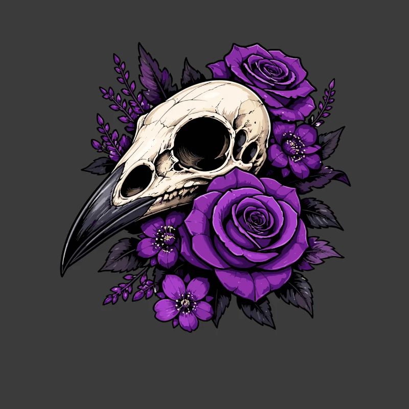 Violet Skull Roses Design
