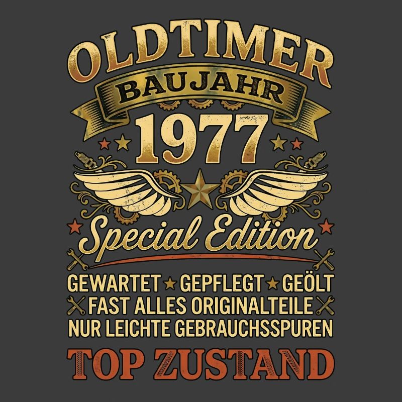 Oldtimer Baujahr 1977 Geburtstag Retro Biker