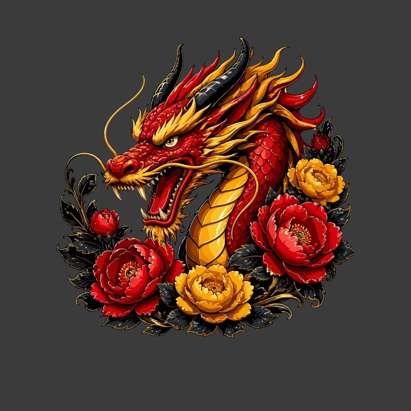Flame Dragon and Roses