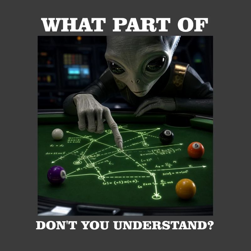 Billiards Physics Alien Nerd Pool Player