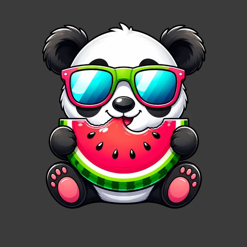Panda mignon avec motif de dessin animé pastèque