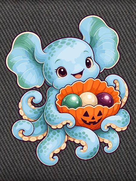 Dumbo-Oktopus mit Kürbismuschel