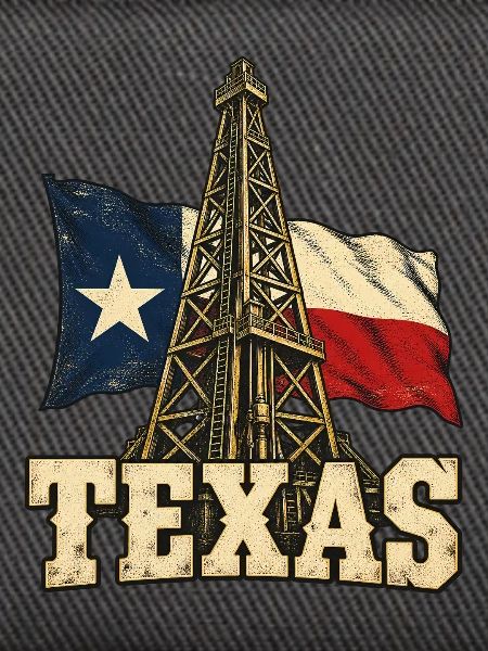 Texas Fahne und Bohrturm