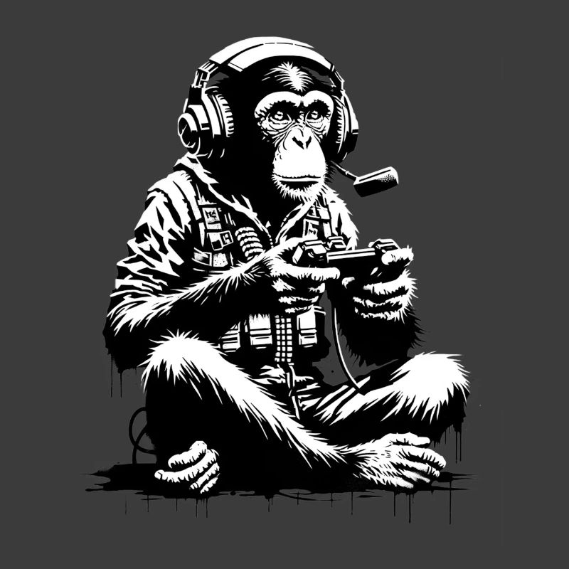 Futuristischer Affe mit Gaming-Equipment