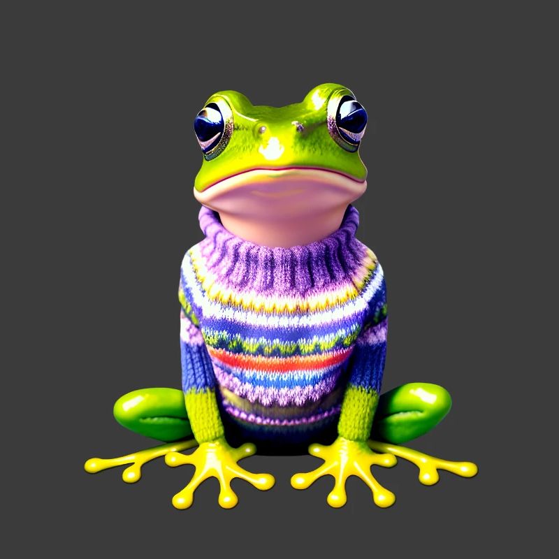 Kleiner Regenbogenfrosch mit Norweger-Pullover