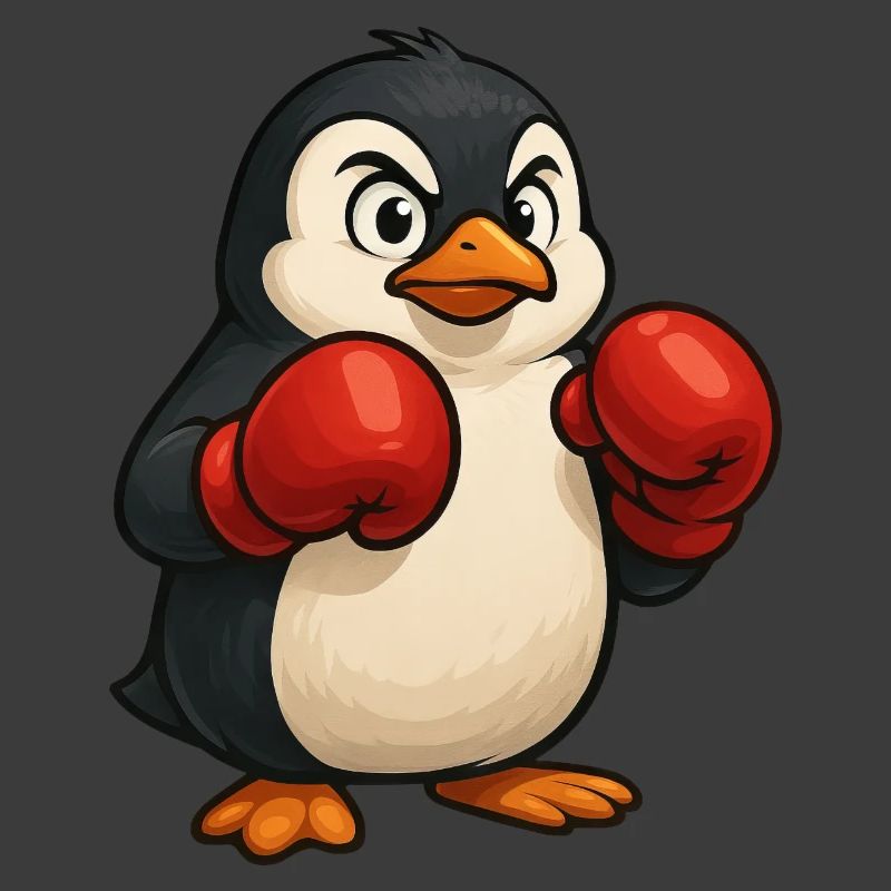 Cool pingouin boxer se bat dans la conception de dessin animé