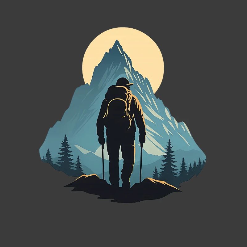 Bergwanderer in der Abenddämmerung