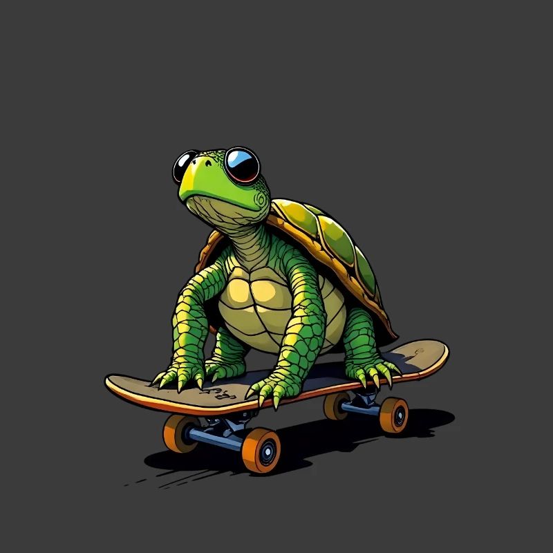 Schildkröte auf Skateboard
