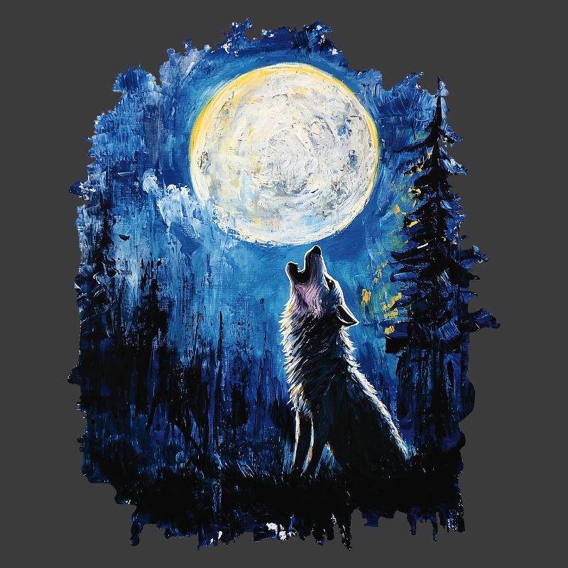Wolf heult nach Mond