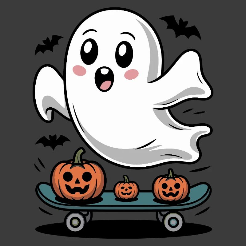 Gespenst auf Halloween-Skateboard