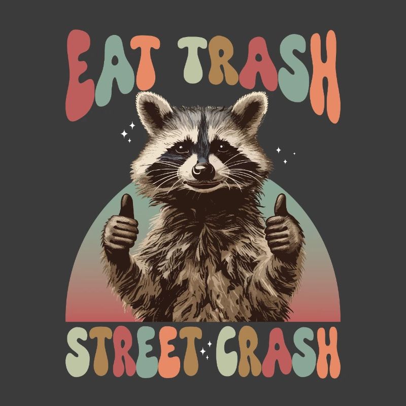 Mème de raton laveur mangeant des déchets dans la rue