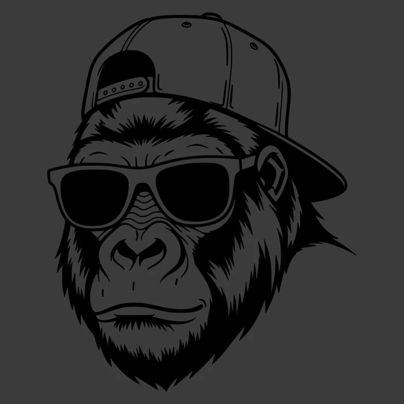 Cool gorilla with cap and sunglasses