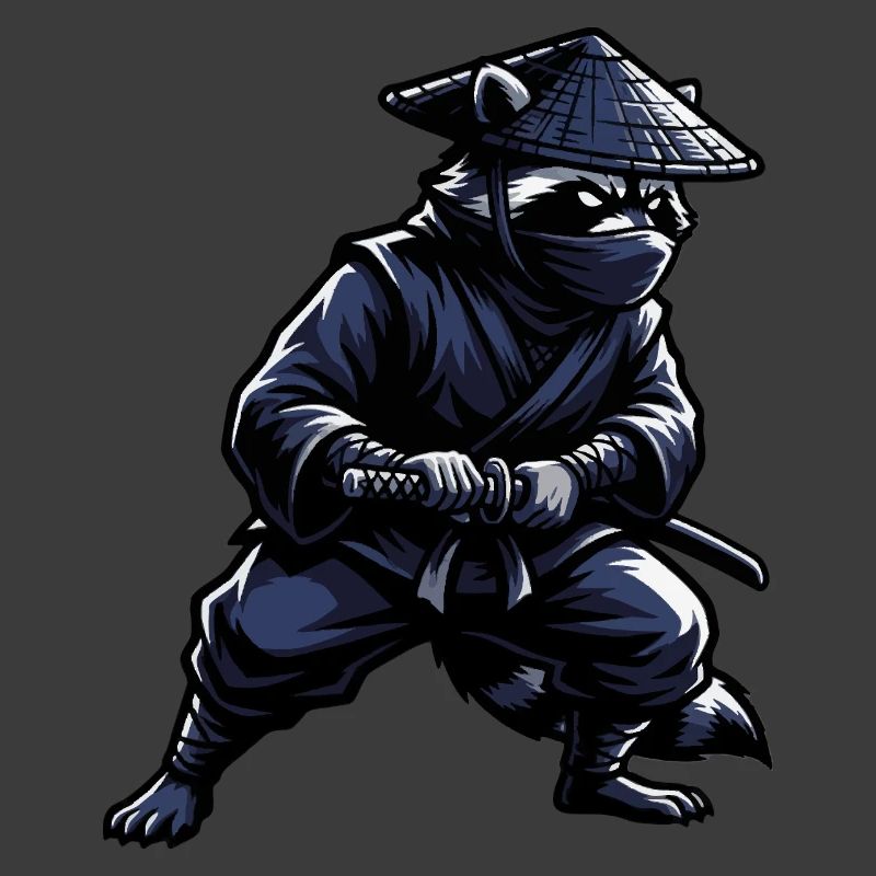 Ninja Waschbär mit Katana