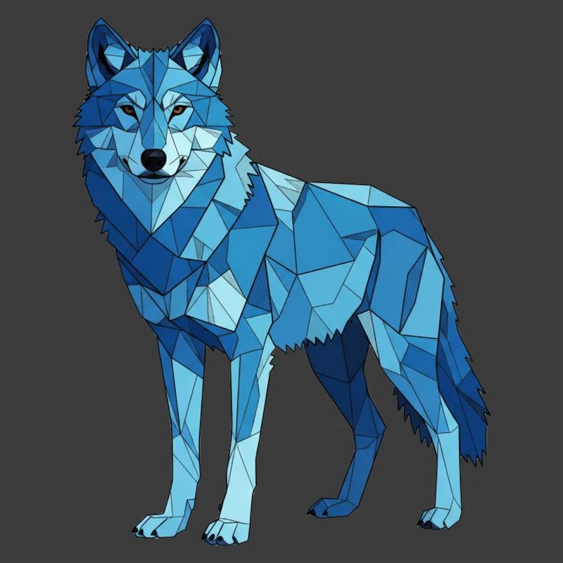 Blue polygon wolf