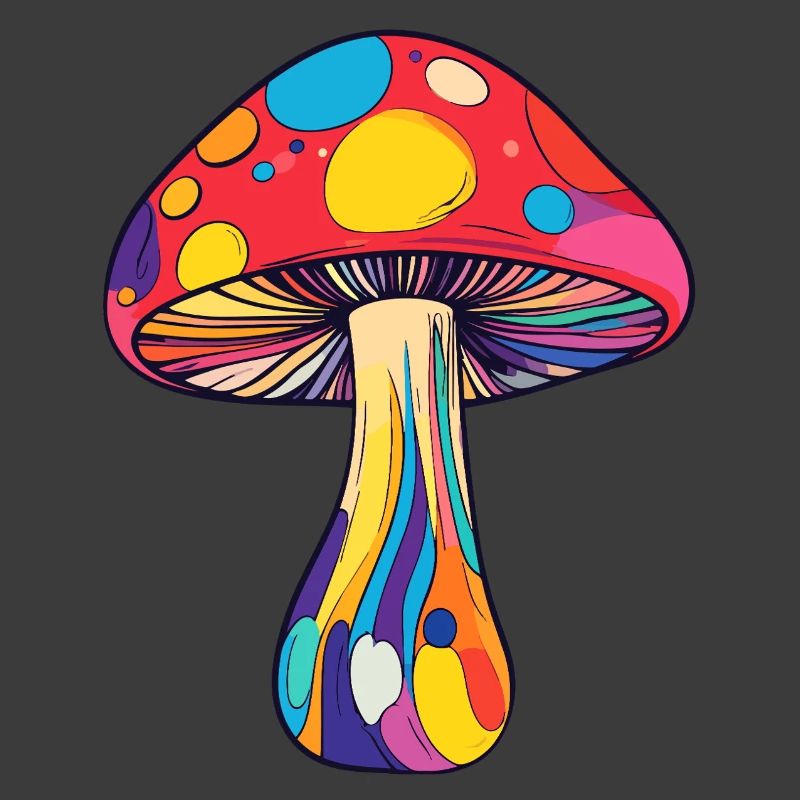 Colorful Toadstool Psychedelic Rainbow Mushroom
