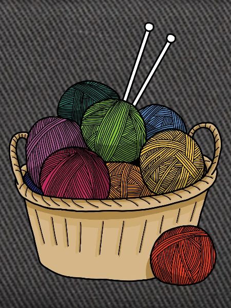 Farbige Wollknäuel Stricken