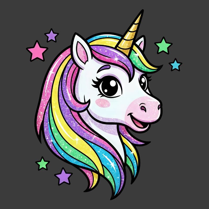 Regenbogen Einhorn Glitzerkopf