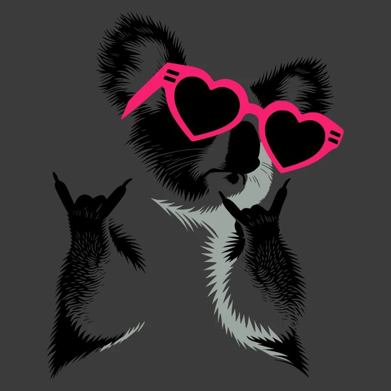 Koala mit Herzbrille Rockhandzeichen