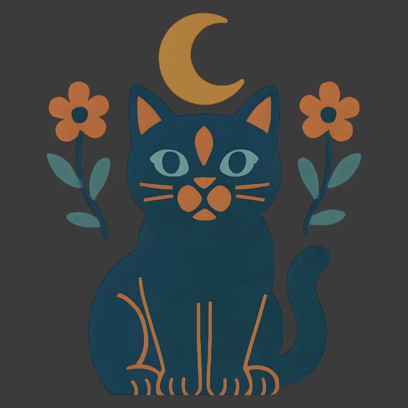 Mondkatze mit Nachtblumen
