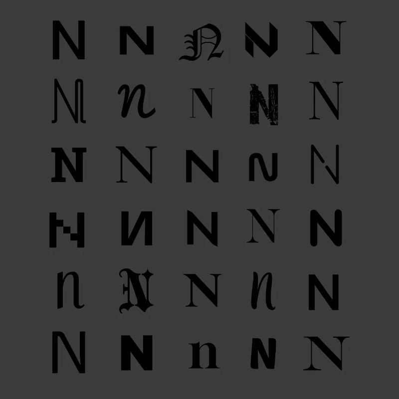 Typography N monogram letter mosaic design