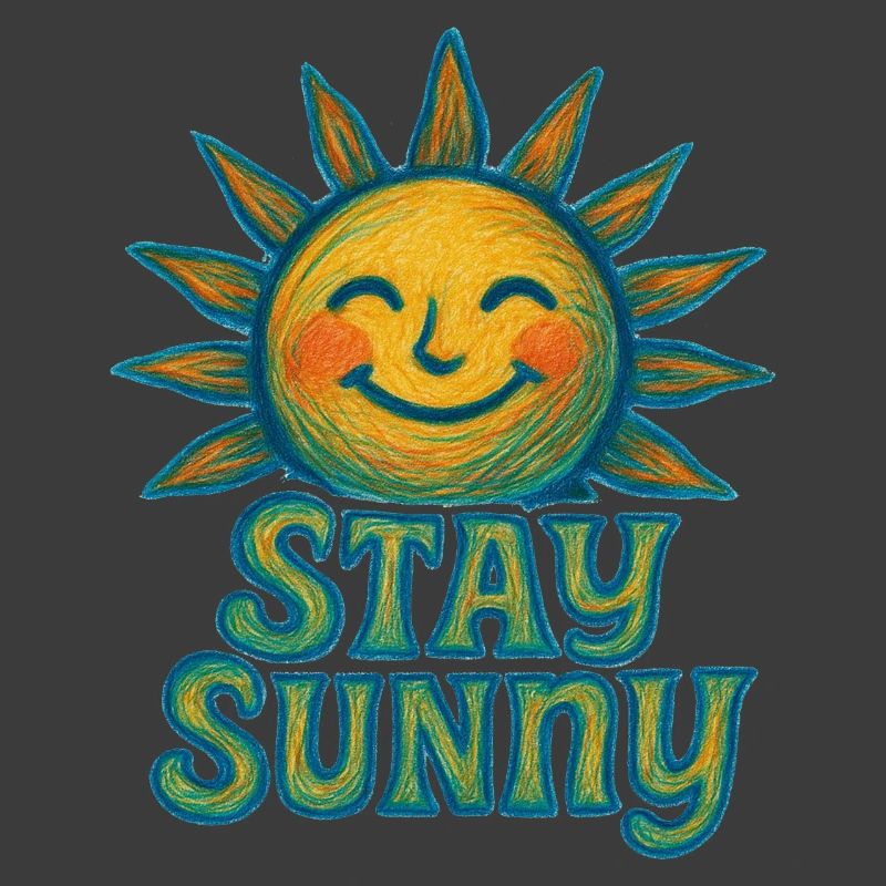 Stay Sunny Crayon Sun Illustration