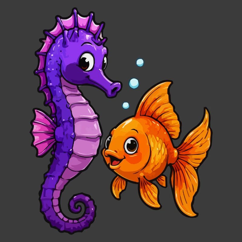 Seepferdchen trifft Goldfisch Freundschaft