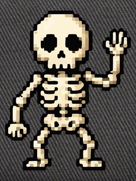 Pixel-Skelett Winken