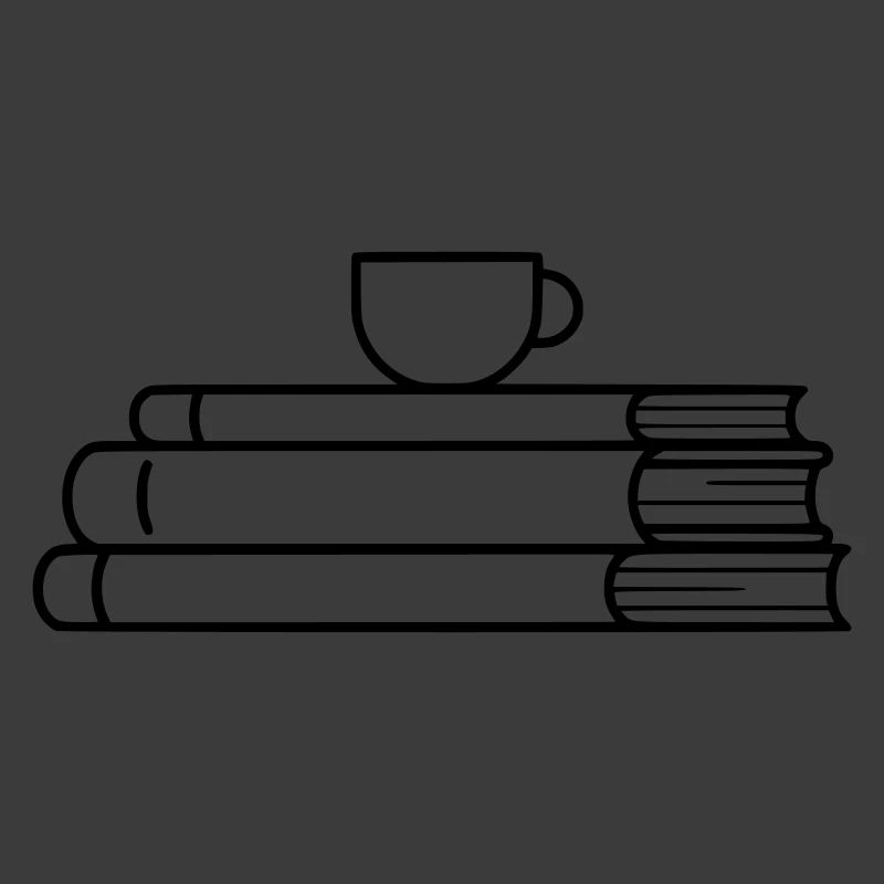Bücherstapel Kaffee Tasse Outline