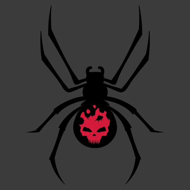 Schwarze Spinne mit Skull Muster