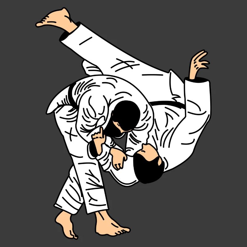 Judo-Wurf im weißen Anzug oder Kimono