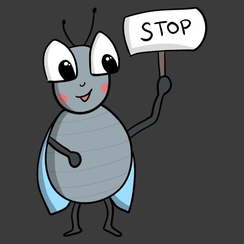 Fliege mit STOP Schild