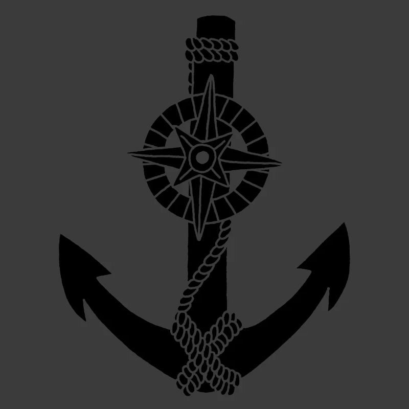 Black anchor compass