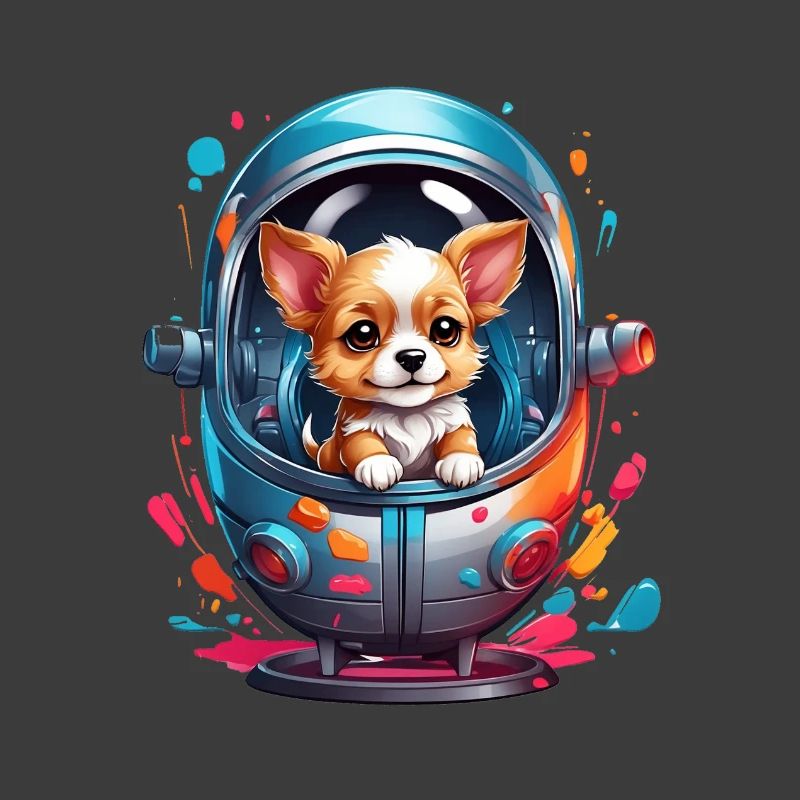 Chiot de l’espace en combinaison spatiale