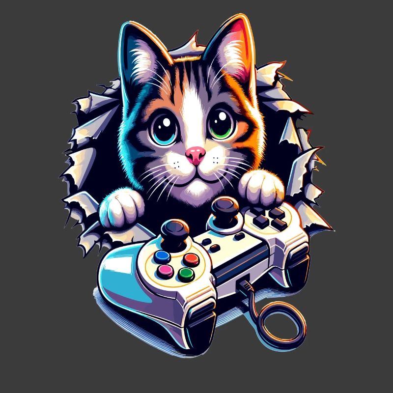 Cat Gamer with Controller