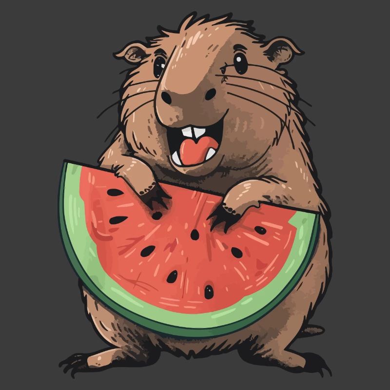 Capybara mangeant de la pastèque