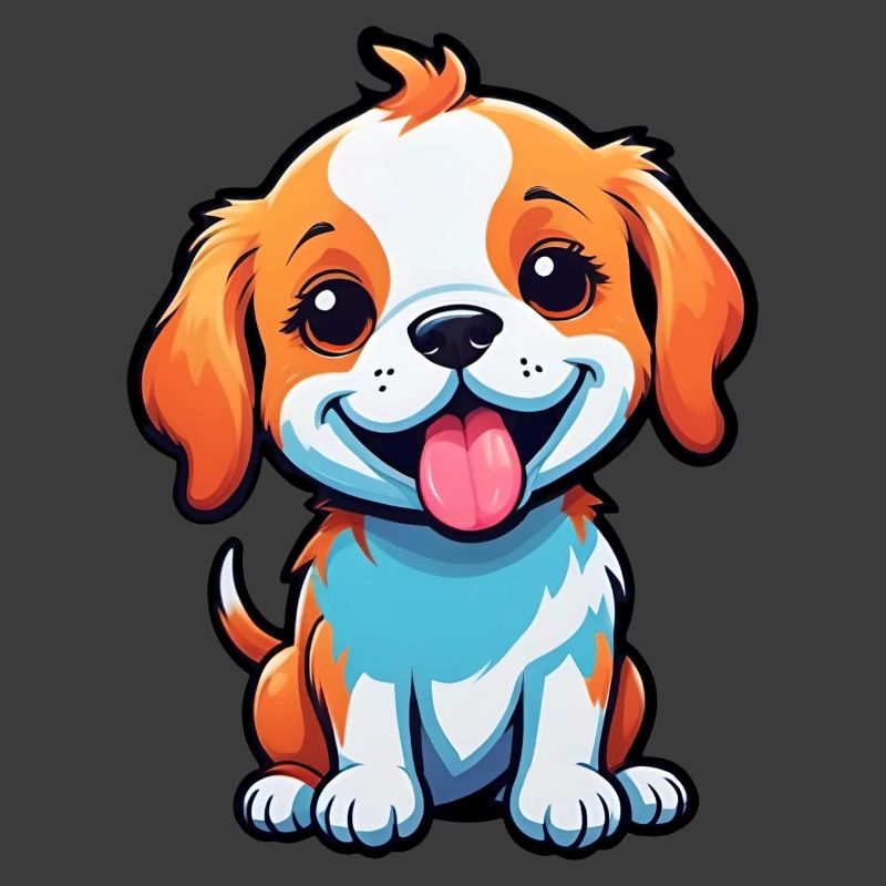 chiot de dessin animé heureux mignon
