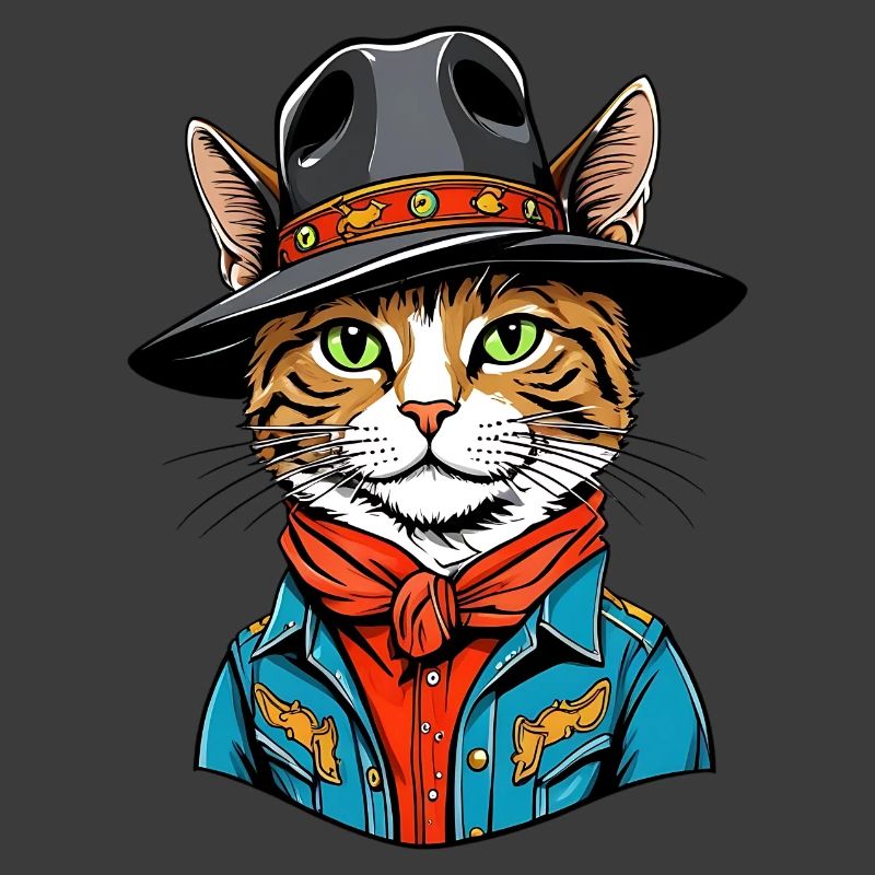 Chat mignon cow-boy